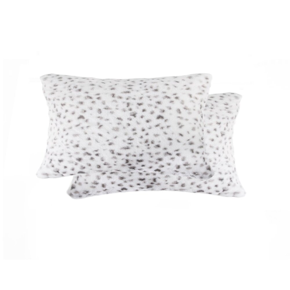 Luxe Home Decor Belton Faux Fur Pillow | 2-Piece | Snow leopard | 12"x20"
